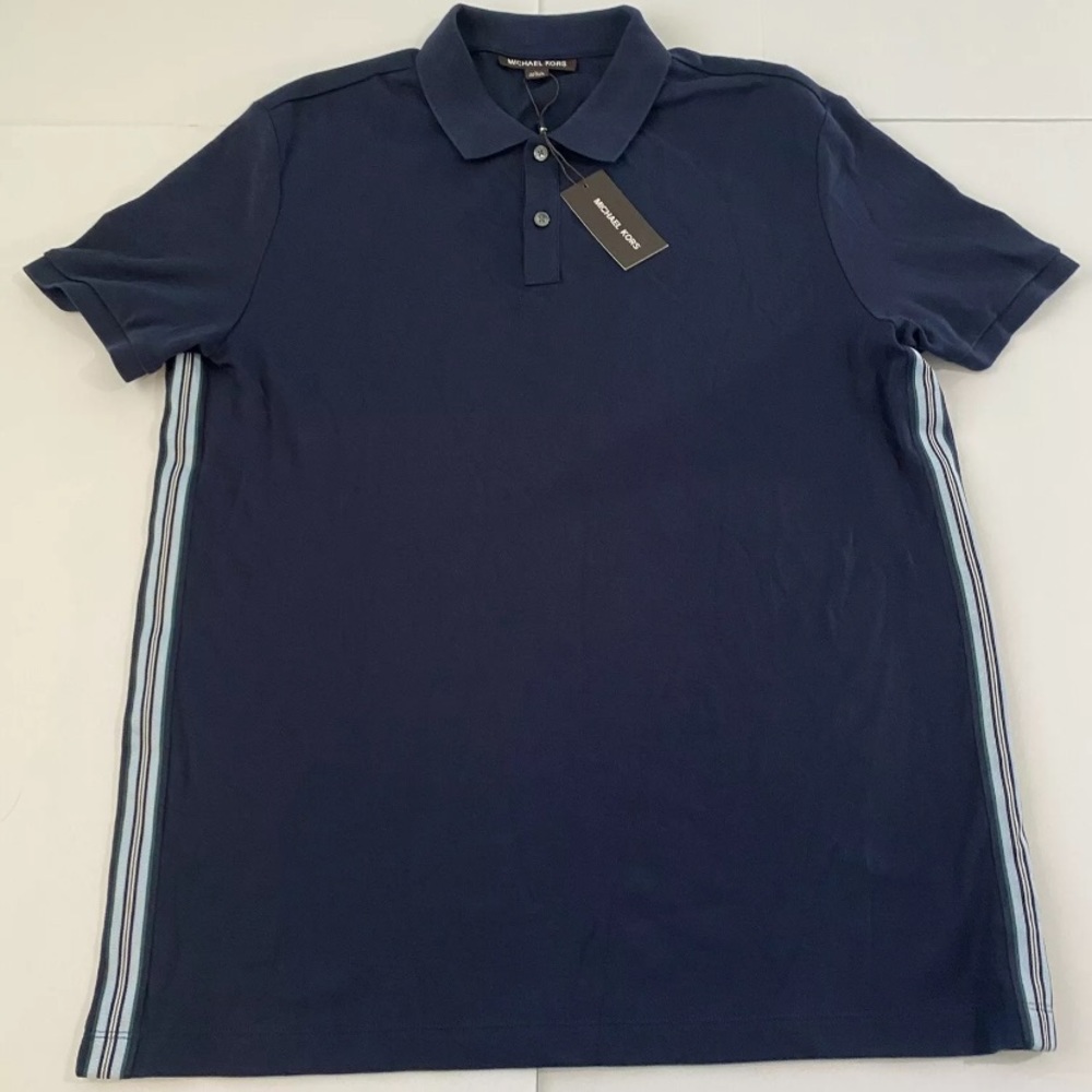 Michael Kors Men's Fall Midnight Polo Shirt Navy Blue Size Large $98 MSRP